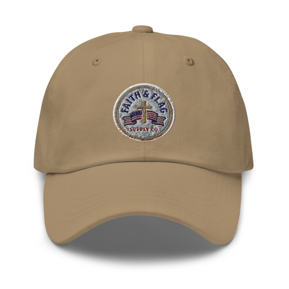 Badge Dad Hat worn by a model
