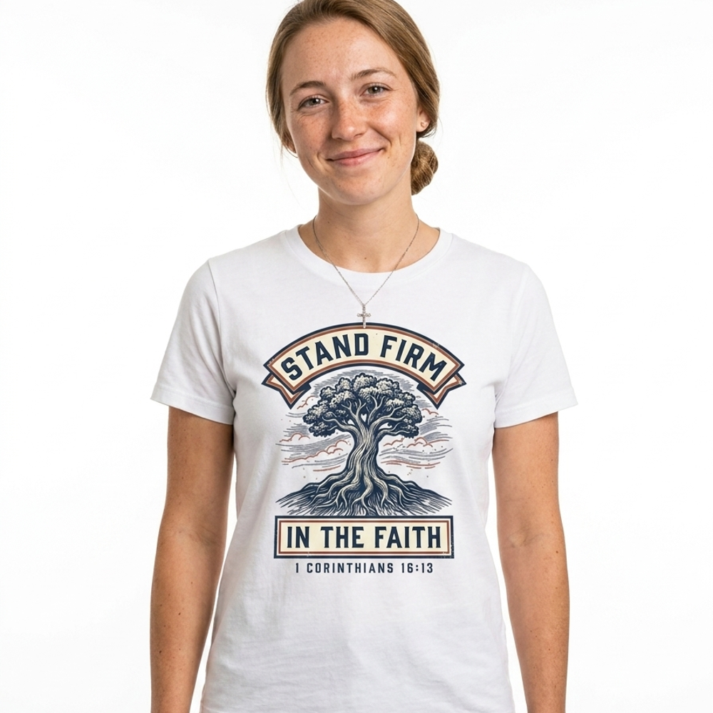 Stand Firm worn by a model
